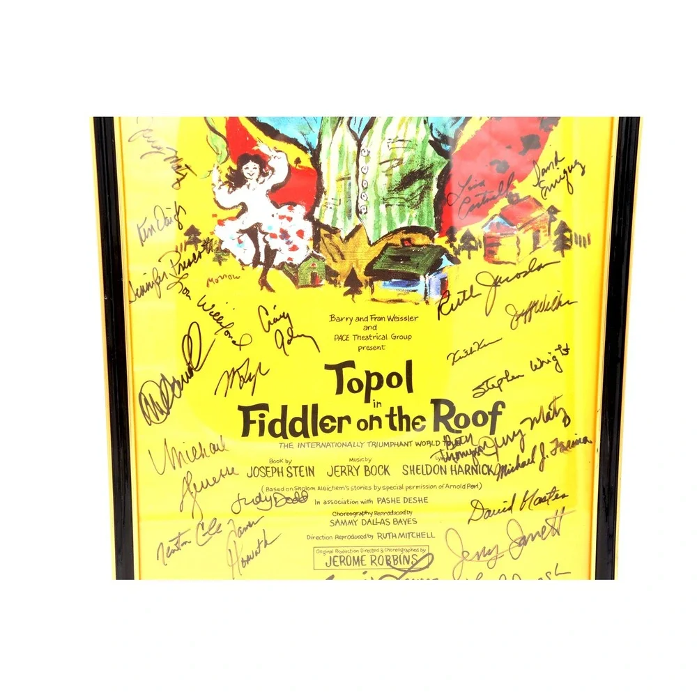 1990 Topol in Fiddler on the‎ Roof Framed Poster Signed Chaim Topol Orig Cast
